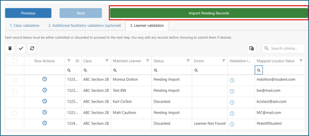 Import Pending Records button circled in red