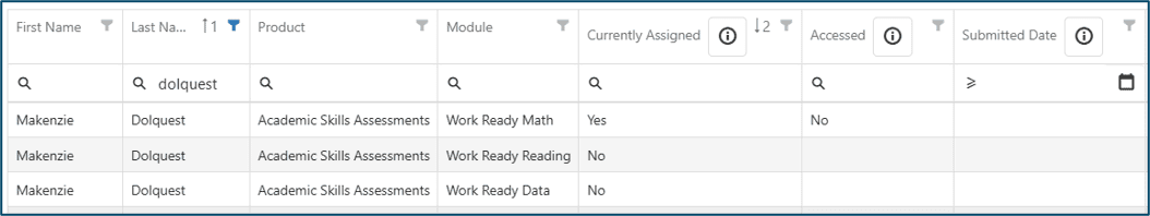 Assessment Details view