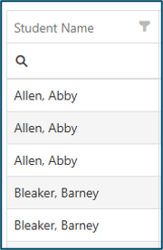 Student name column
