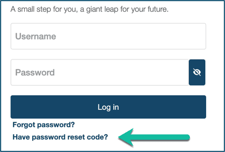 WIN CRSystem login page with link labeled Have password reset code