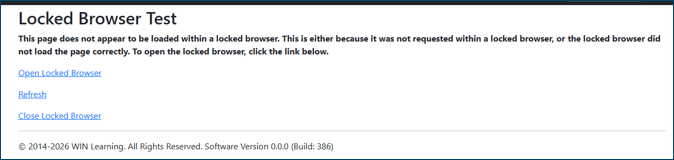 Pop-up window with link to open the Lockdown Browser