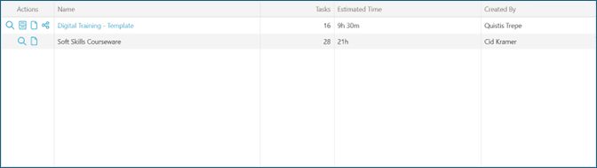 List of assignment templates