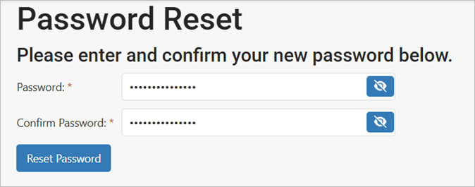 Popup window prompting new user to reset their password