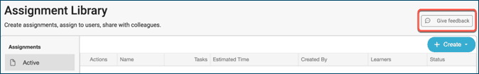 Give Feedback button in Assignment Manager