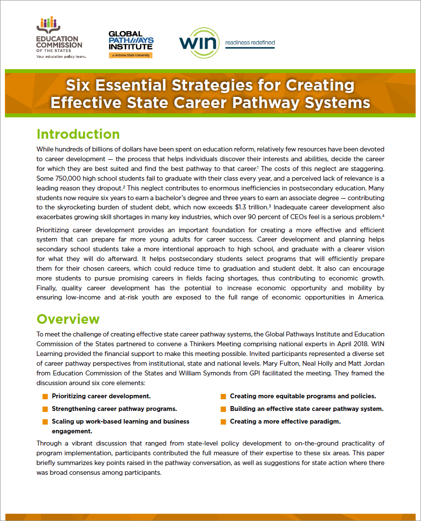 Six Essential Strategies for Effective State Career Pathway Systems