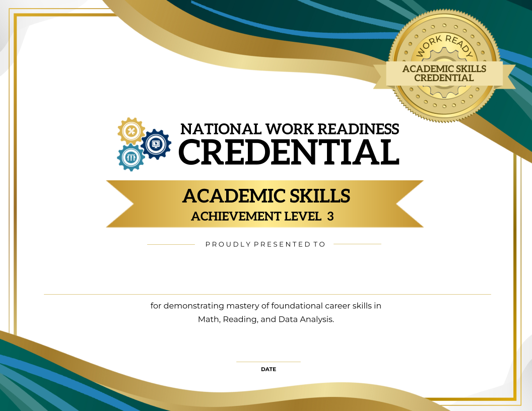 Sample of a National Work Readiness Credential - Academic Skills Level 3