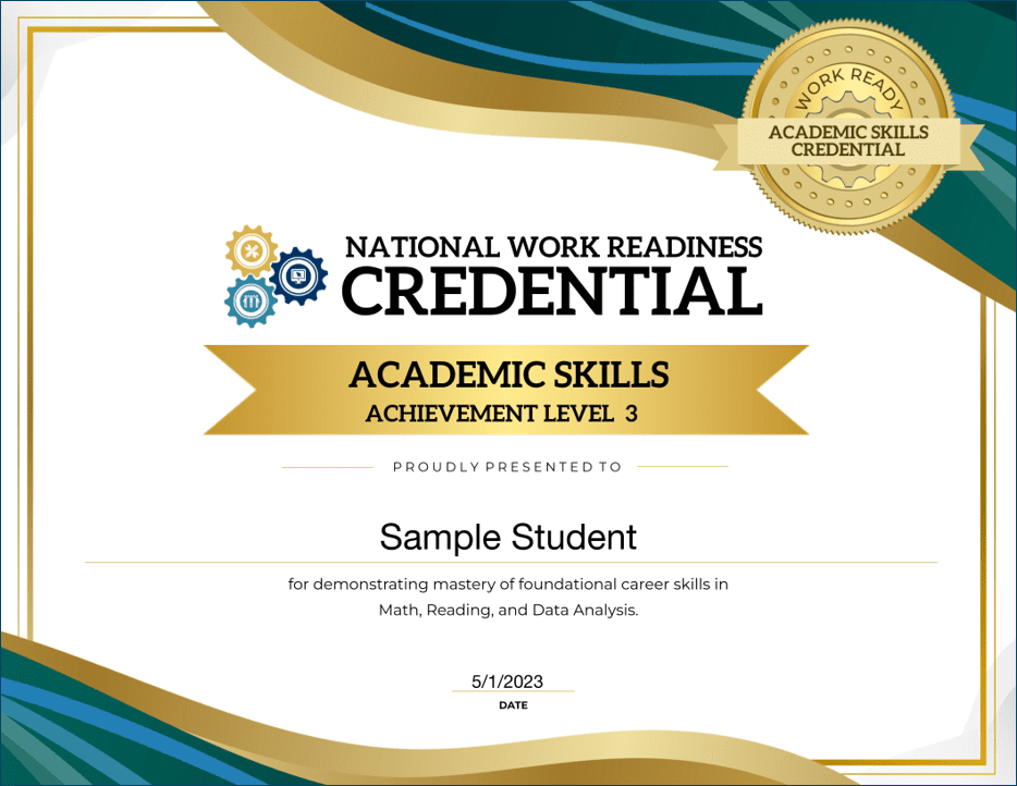 Sample National Work Readiness Credential - Academic Skills