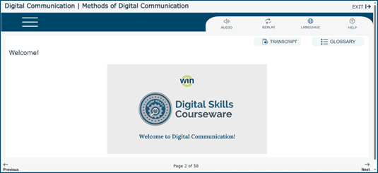Introduction screen in Digital Communication module