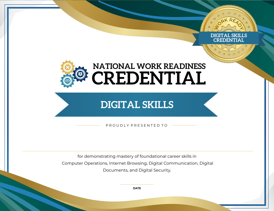 Sample of a National Work Readiness Credential - Digital Skills