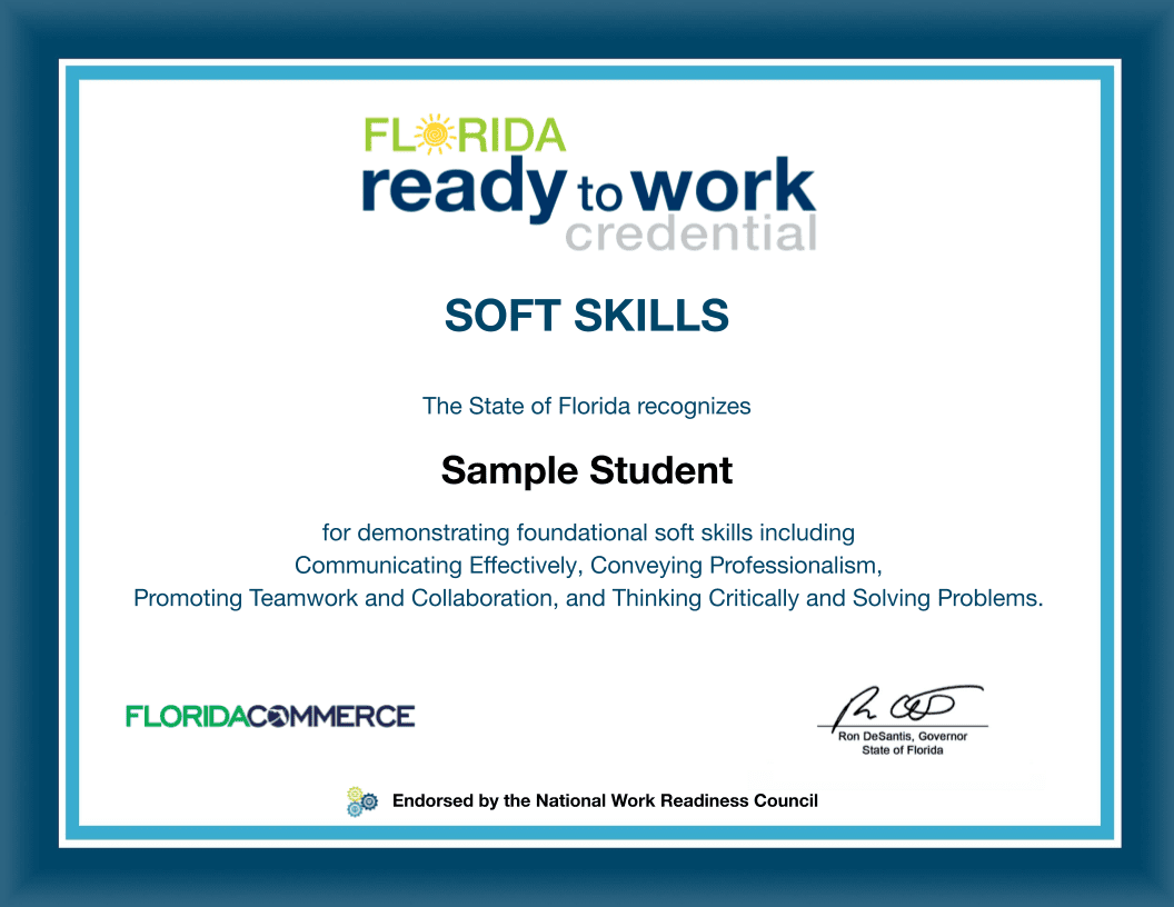 Florida Ready to Work Soft Skills Credential
