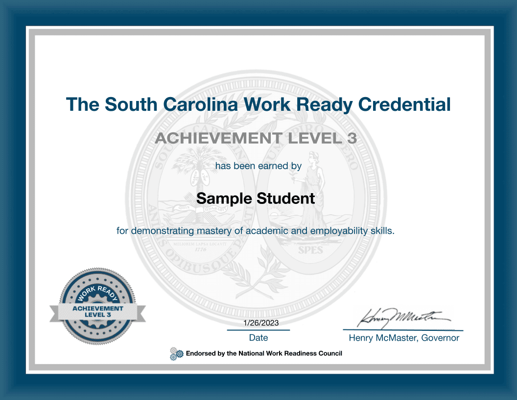 South Carolina Work Ready Credential - Level 3