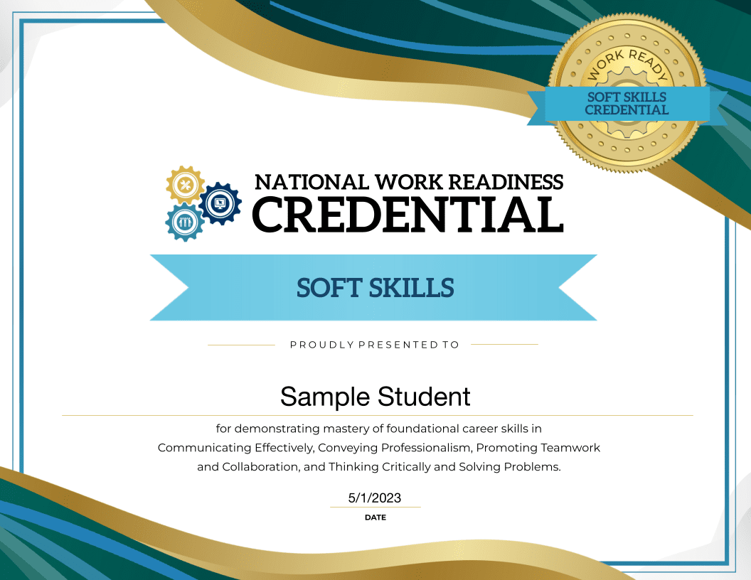 Sample National Work Readiness Credential - Soft Skills