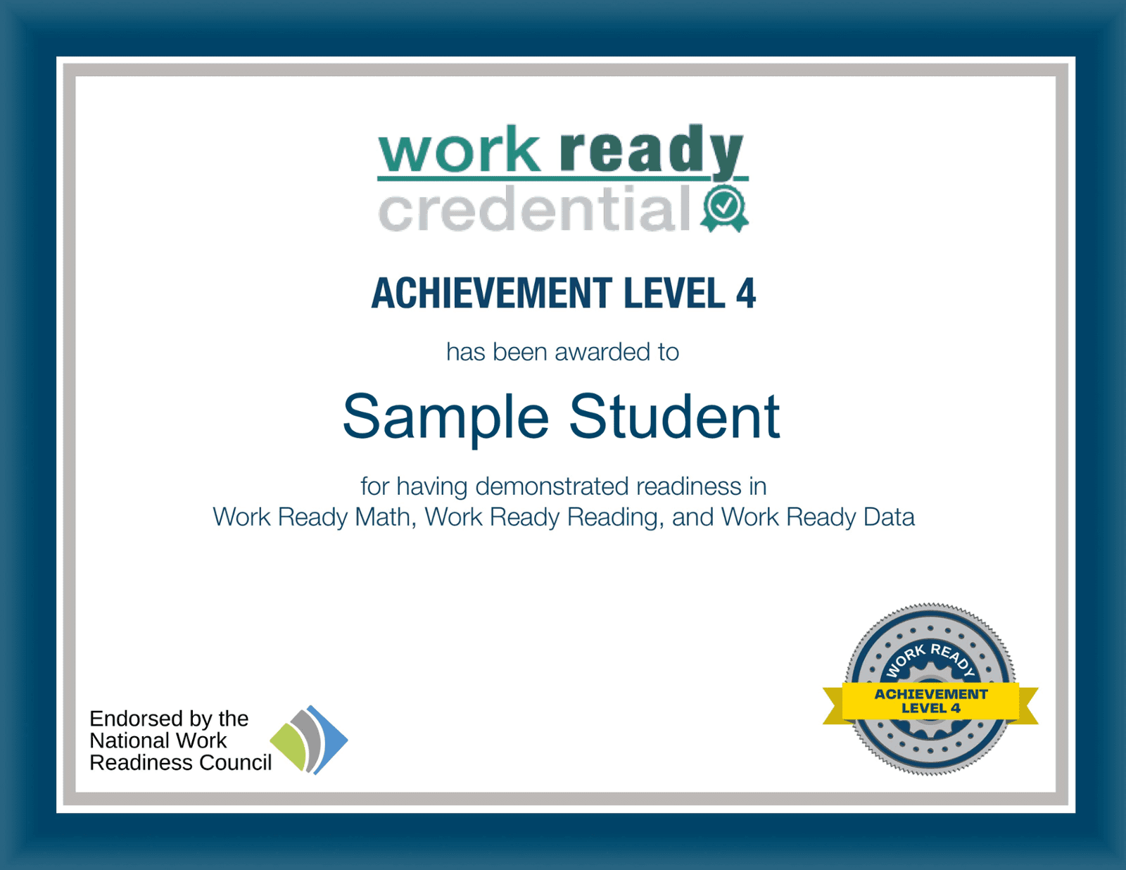 Ready to Work Credential Sample