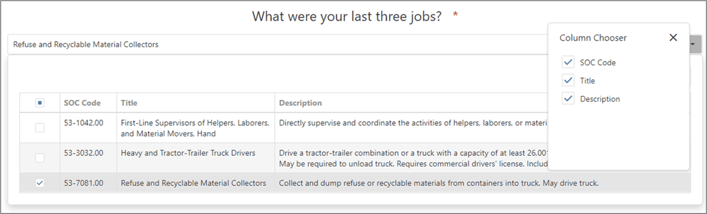 job search match results in initial survey